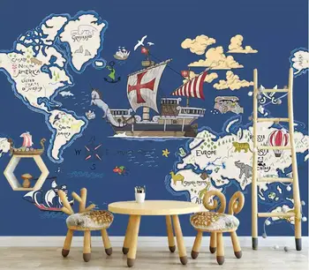 

CJSIR Custom Wallpaper Unicorn Cartoon Sailing Map Children Room Background Wall Home Decoration Wall Mural 3d Wallpaper Decor