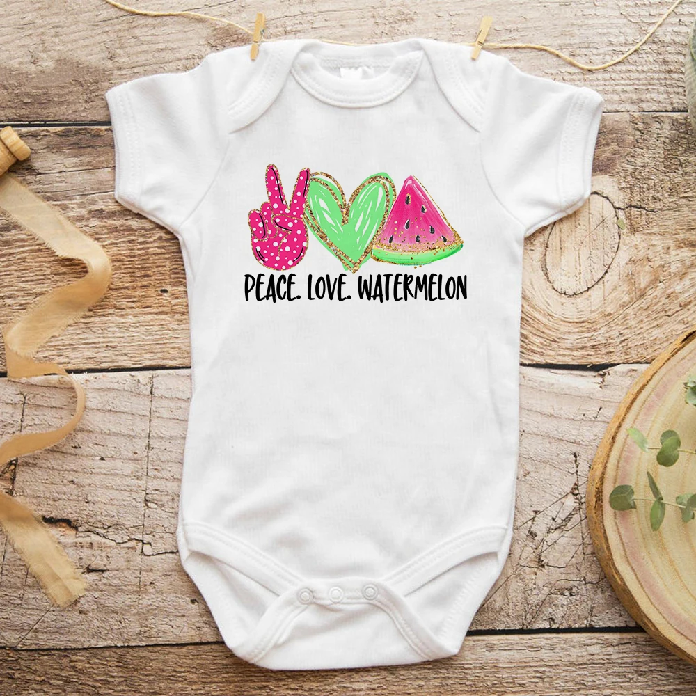 

Cute Peace Love Watermelon Infant Jumpsuits Punk Hip Hop Kawaii Baby Jumpsuits Peace Love Toddler Clothes Ropa De Debe Niña