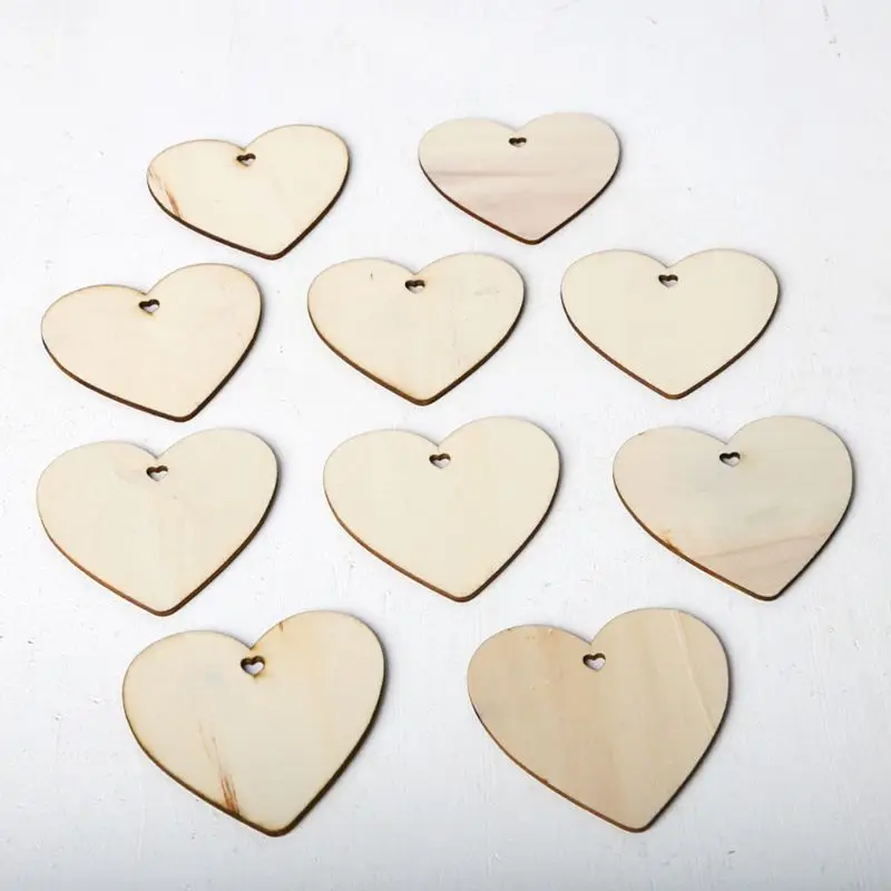 10 шт./компл. Рождественская елка Сердце DIY деревянный подвесной со льном веревки DIY орнамент ремесла вечерние домашний декор 634E