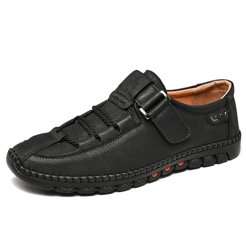 New Four Seasons Handmade Men's Shoes 38-47 Walking Shoes Men Outdoor Breathable Cuff Leather Men's Casual Shoes