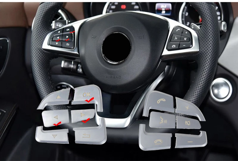 B Model Silver Автомобильный стиль, углеродное волокно, стиль для Mercedes Benz A GLA CLA, класс W176 X156 C117, кнопка на руль, рамка, чехлы, наклейки, отделка - Название цвета: B Model Silver