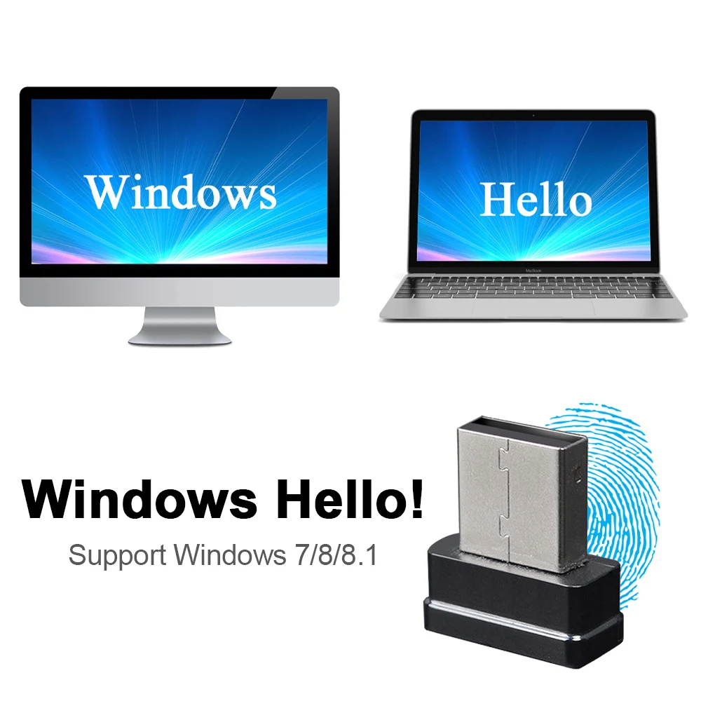USB Fingerprint Reader Module for Windows 7、8、10 、11 Hello, Biometric Scanner padlock for Laptops & PC