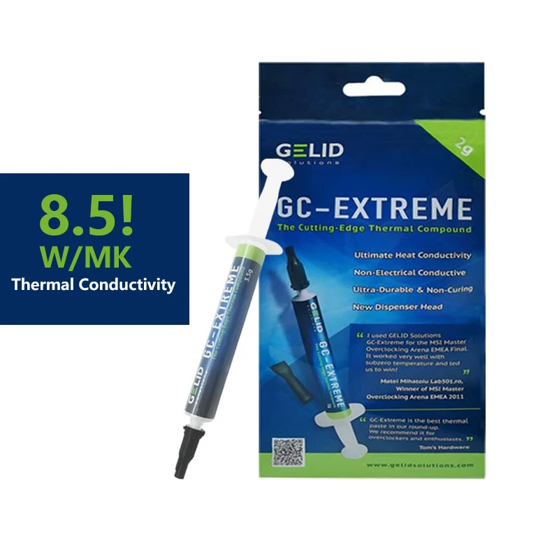 Gelid Gc-extrema Dissipação de Calor Silicone Graxa Cpu Placa Gráfica Graxa Térmica 8.5w mk 2g 3.5g