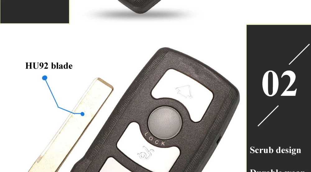 Keyforkess 4 pulsanti chiave a distanza Fob 315 / 315LP / 433Mhz / 868Mhz per la BMW Serie 7 E65 E66 con il circuito integrato ID46 7953 CAS1 sistema HU92 UNCUT - Ha166ec80a25c4ccbbb544e1915c924aez