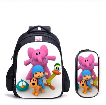 

16 Inch POCOYO Elly Pato Loula Children School Bags Orthopedic Backpack Kids School Boys Girls Mochila Infantil Catoon Bags