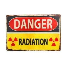 Vintage Home Decor Danger Radiation Retro Signs Vintage Metal Sign Wall Art for Garage Pub Cafe Wall Sticker 20*30 CM