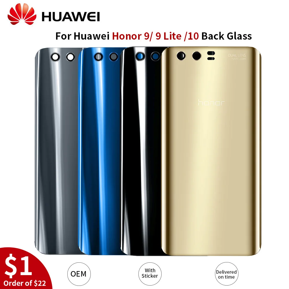 Оригинал для huawei Honor 9 10 Задняя стеклянная крышка батареи задняя дверь корпус