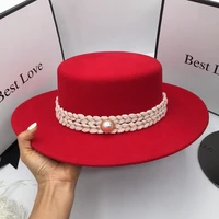 In the spring and autumn winter French style fragrant fashionable wool red hat for women ceiling fedoras 1