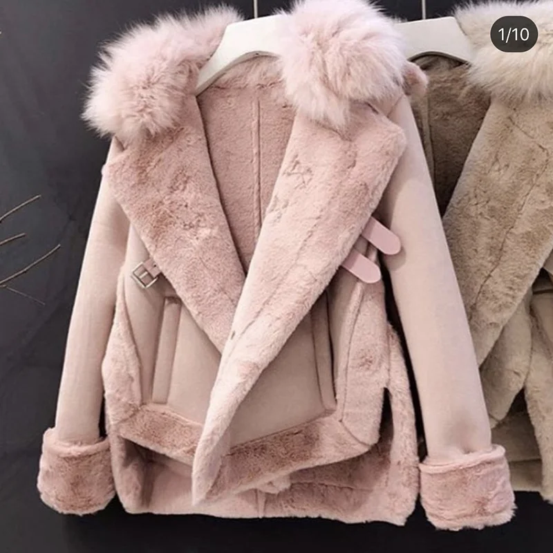 Женские кожаные куртки, зимняя замшевая кожаная куртка, женская короткая байкерская куртка из овечьей шерсти, толстое теплое пальто из овечьей шерсти