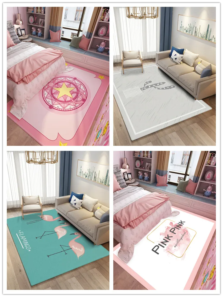 Ковер для спальни в скандинавском стиле, коврик для двери в гостиную, полный прекрасный прикроватный чайный столик, сетка красного цвета для девочек