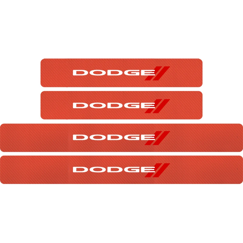 4 Pieces Car Styling Carbon fiber Door Sill Scuff Door Plate Stickers For Dodge Challenger RAM 1500 Charger Avenger Caliber - Название цвета: Orange