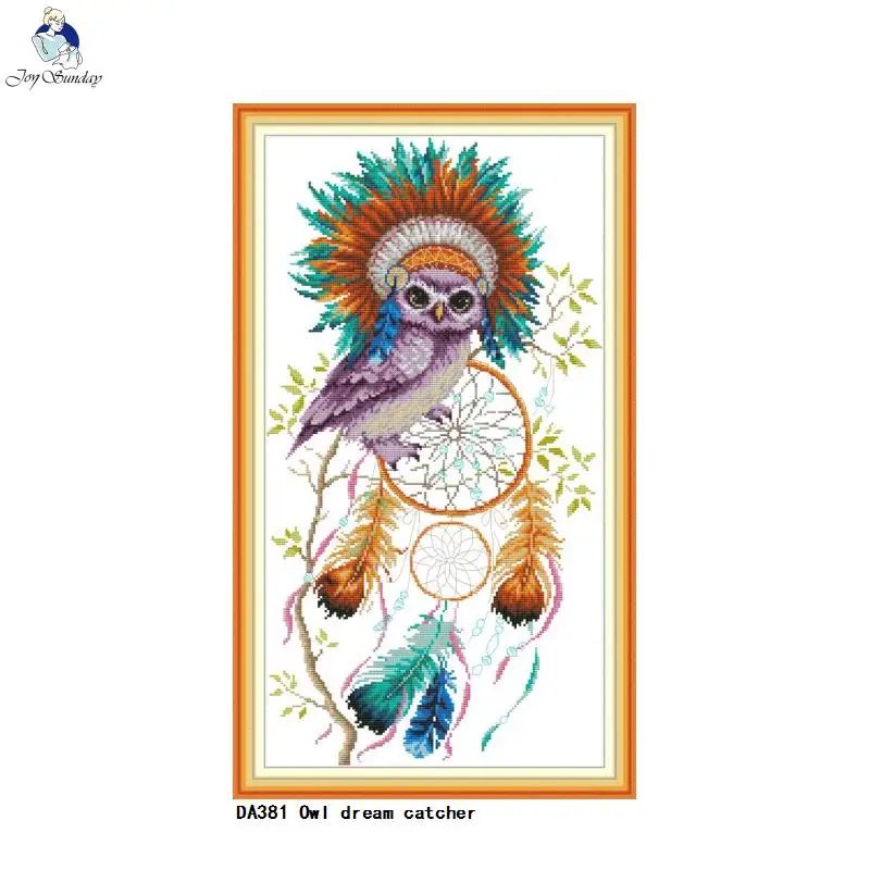 

Owl Dream Catcher Pattern Cross Stitch Kits 11CT Printed Fabric 14CT Canvas DMC Counted Cross-stitch Embroidery Thread Sets