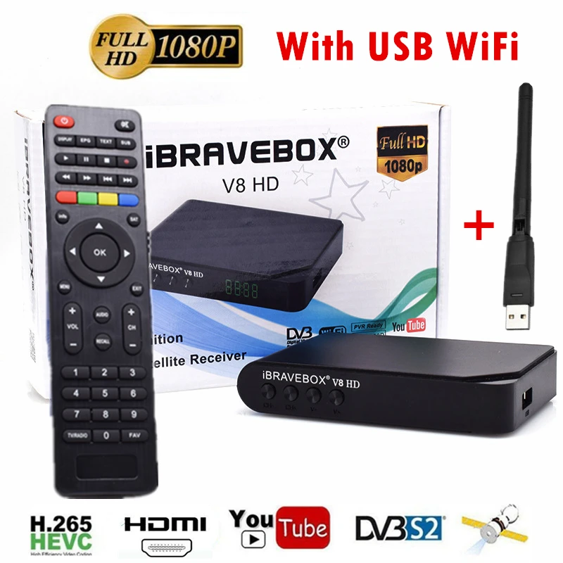 Цифровой спутниковый ресивер iBRAVEBOX V8 HD H.264 Full 1080P DVB-S2 поддержка USB Wi-Fi декодер