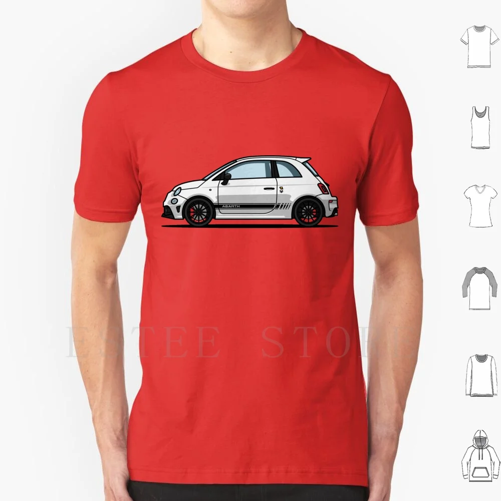 Abarth 595 Maglietta Bianca Cotone Uomo Stampa Fai Da Te Abarth 500 Fiat White Car Italiano 595 Automotive Italy Sports