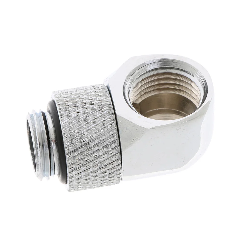 5 Packs G1/4 inch Male to Female Extender Fitting for PC Water Cooling System, 90 Degree Angled , Silver