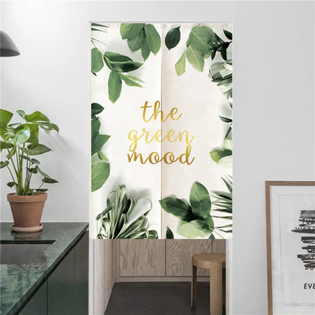 

85x120cm Small Fresh Green Leaf Cotton Linen Curtain Curtain Home Curtain Half Curtain Cotton Green Home & Kitchen Home & Living