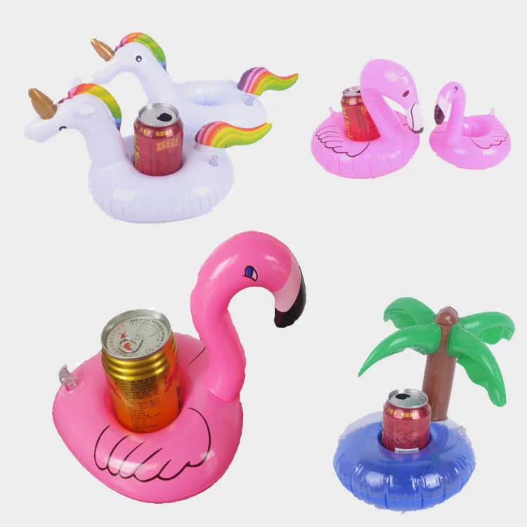 

Mini Flamingo Unicorn Inflatable Drink Coasters Pool Mat Swimming Cup Holder Floating Table for Pool Party Decoration