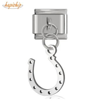 

Hapiship 2019 Original Daisy Cutting Polishing Horseshoe Italian Charm Fit 9mm Bracelet Stainless Steel Jewelry Making DJ167