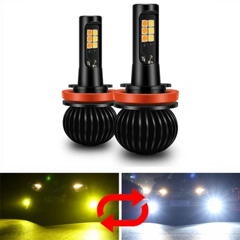 

2PCS Dual Colors 3000K Yellow 6000K White Switchback H11 H8 H9 9005 HB3 9006 HB4 H7 H1 H3 880 881 LED Car Fog Light Auto Foglamp