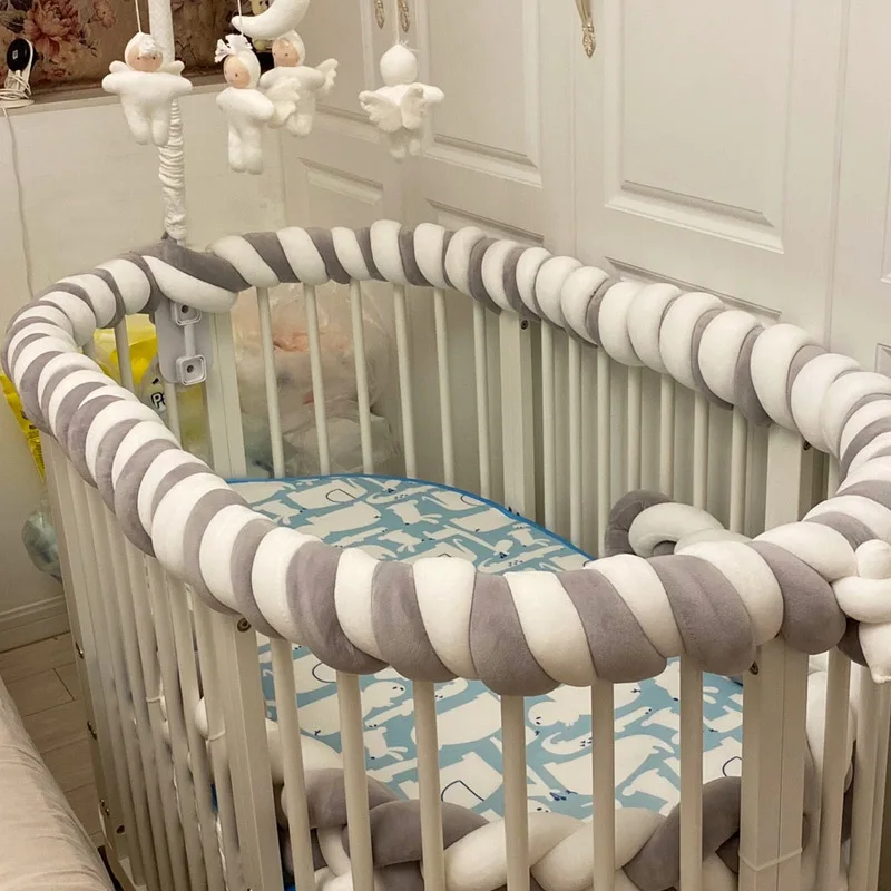 

2M Baby Bed Bumper Sides in the Crib Nordic Handmade Braid Crib Bumper Braid Knot Newborn Bed Barrier Baby Room Decor
