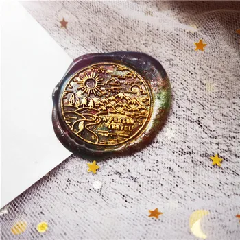 

A person's Travel stamp head of Retro Wood Stamp Sealing Wax Seal Stamp Wedding Decorative sealing Stamp wax seals