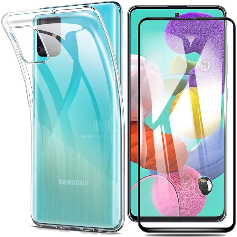 Стекло + чехол с полным покрытием для Samsung Galaxy A51 A71 A50S A30s силиконовый защитная