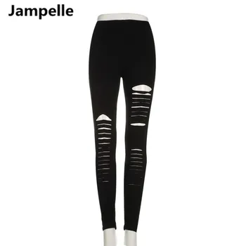 

Women Basic Strech Black Leggings Holes Ripped Leggings Punk Rock Fashion Leggins Casual Jeggings Dancing Pant Party Gothic Pant