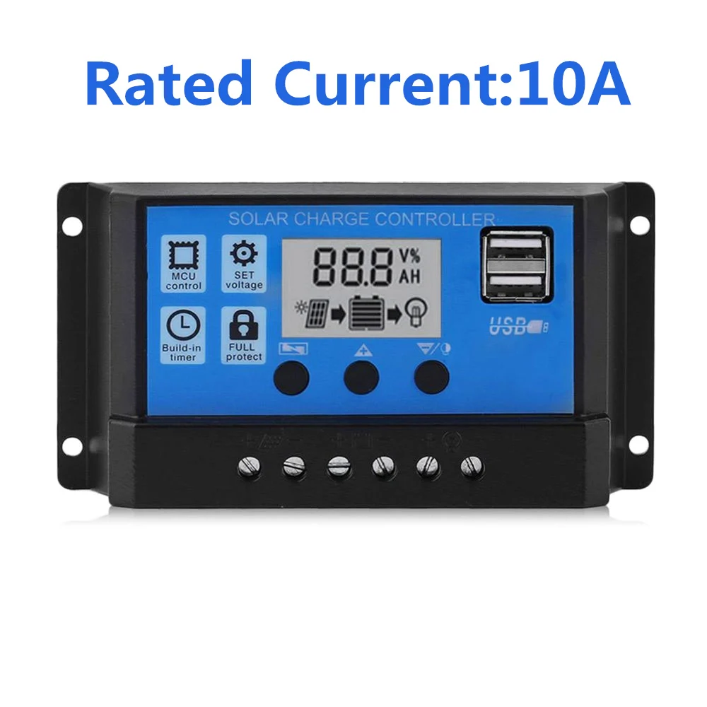 100A/50A/40A/10A автоматический Солнечный контроллер заряда lcd Dual USB 5V Выход солнечная панель PV Регулятор 12 V/24 V - Цвет: 10A