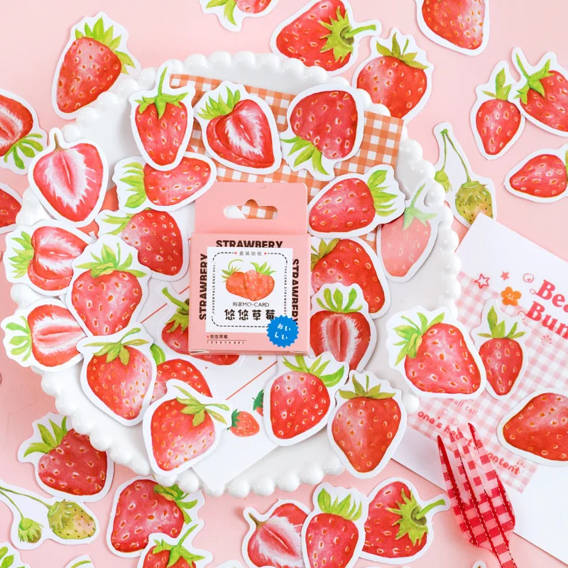 45 unids/pack fresas comida pegatinas decorativas para hacer la tarjeta sello de sobres álbum de recortes diario portátil