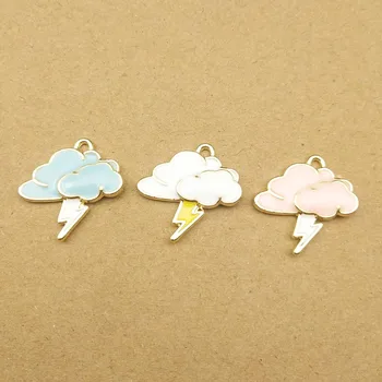 

10pcs 20x20mm cloud and lightning enamel charm for jewelry making crafting earring pendant necklace and bracelet charms
