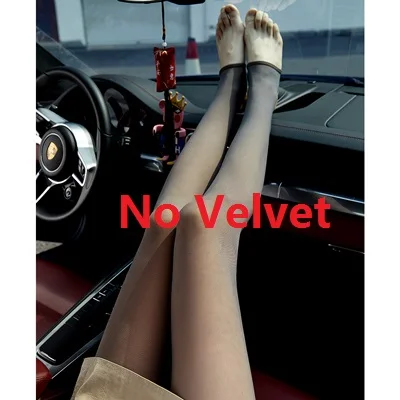 No Velvet Теплые зимние осенние сексуальные женские колготки, колготки, эластичные плотные бархатные колготки, чулки, нейлоновые женские колготки, Collant Medias - Цвет: No Velvet