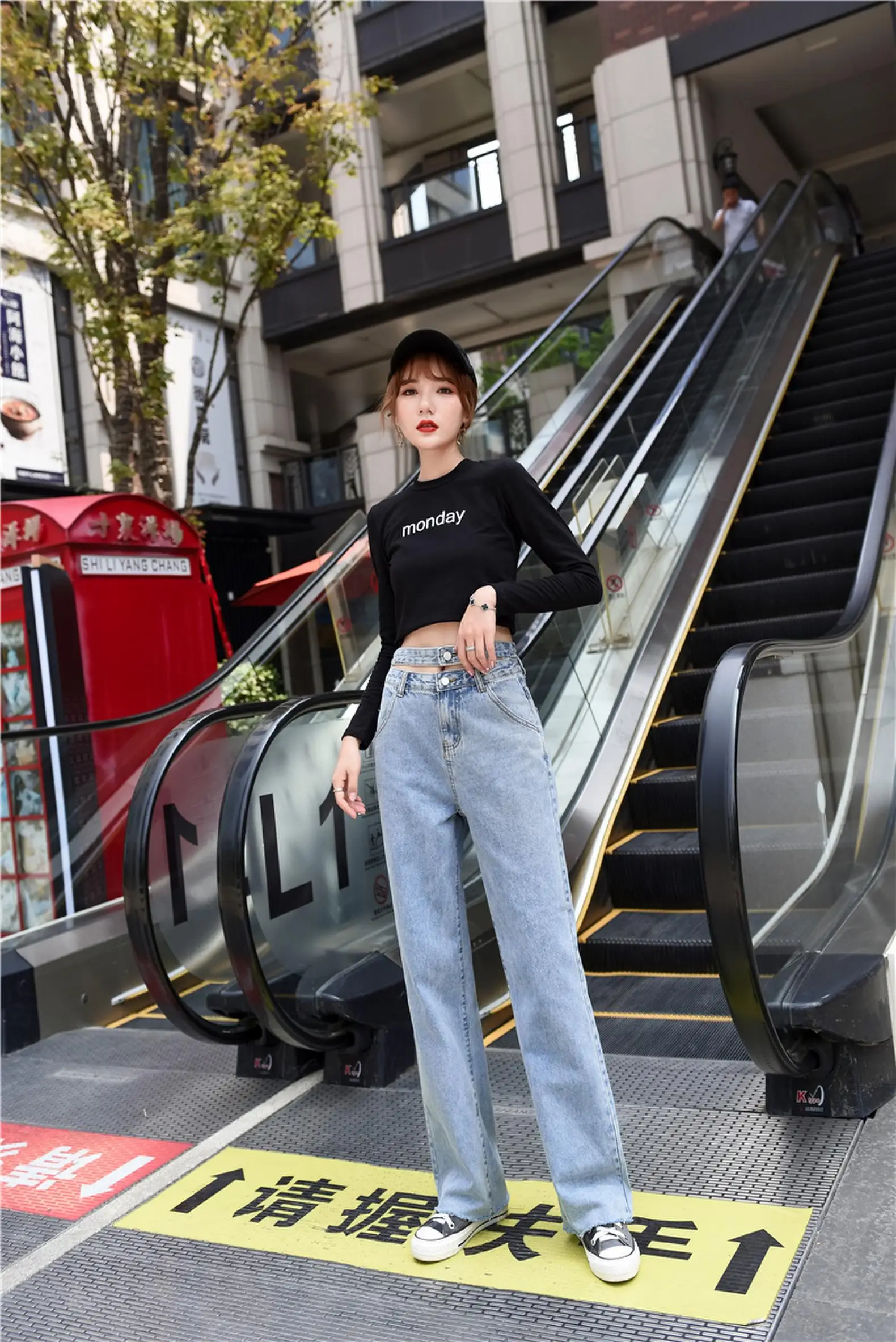 Джинсы женские свободные с высокой талией для отдыха Длинные широкие джинсы универсальные простой в Корейском стиле женские модные Harajuku Повседневный шик