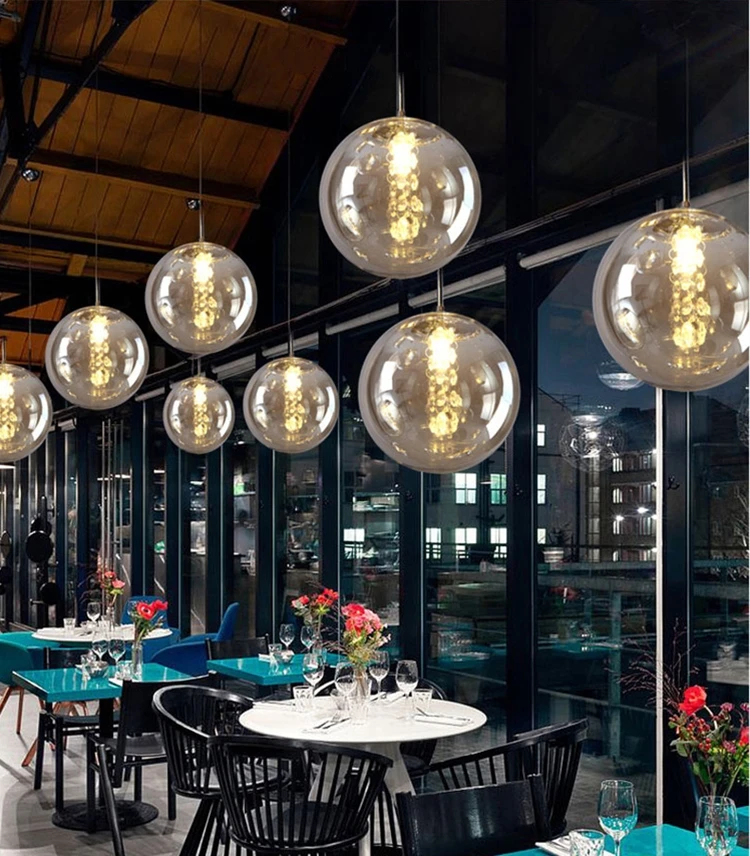 Современные подвесные светильники со стеклянными шариками диаметром 15 см, модные люстры в стиле арт-деко, хрустальные бусины для столовой