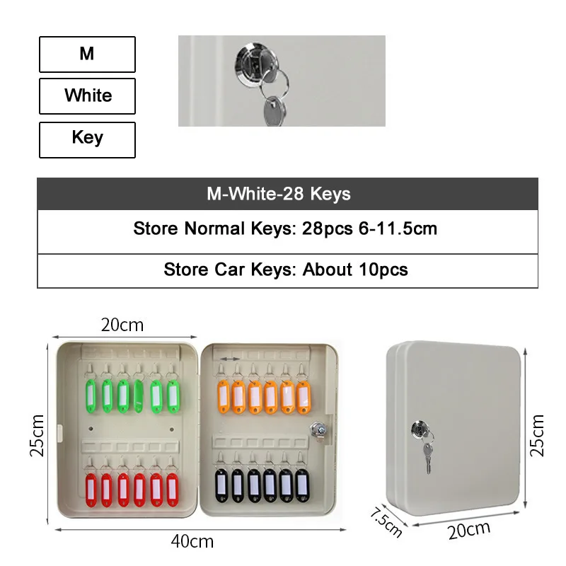 M-White-Key 20/28/36 ключи ящик для хранения Комбинации ключ блокировки мульти ключи Классификация Органайзер Сейф для Офис Прямая поставка с завода - Цвет: M-White-Key