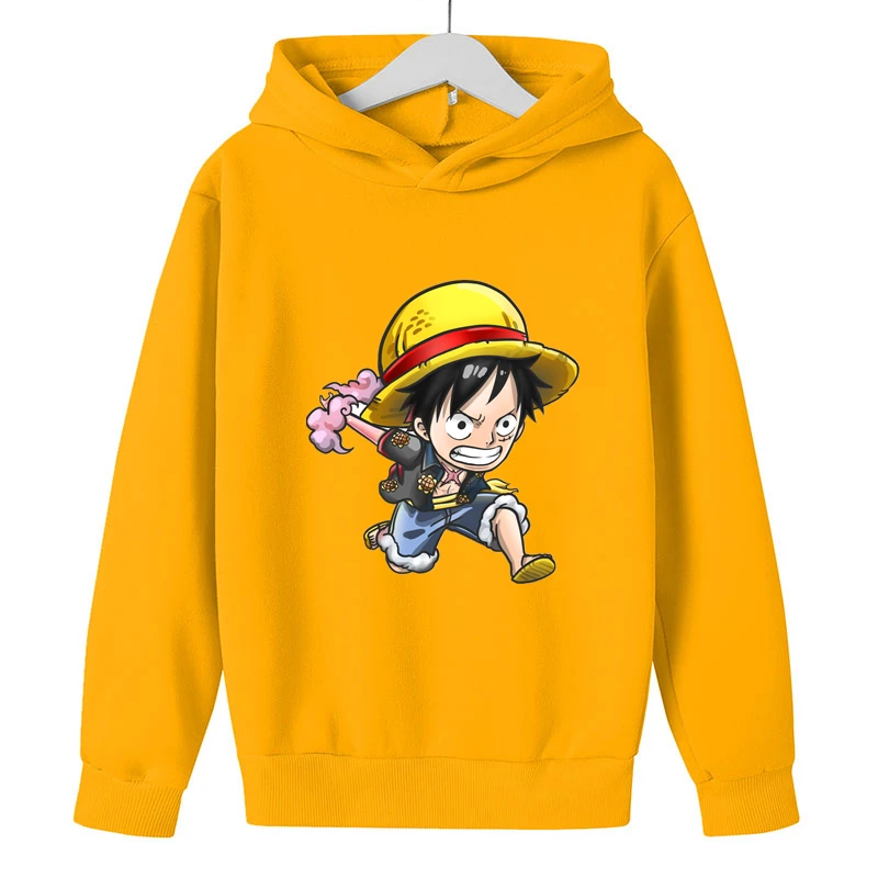 One Pieces Luffy Hoodies Sweatshirts Boys and Girls Fashion Red Black Gray Pink Autumn Winter Hoody Kids Brand Casual Tops children's hooded tops Hoodies & Sweatshirts