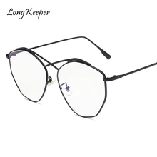 Винтажные многоугольные металлические оправы в студенческом стиле, прозрачные солнцезащитные очки, оправы, голубые-легкие защитные очки, игра для мобильного телефона