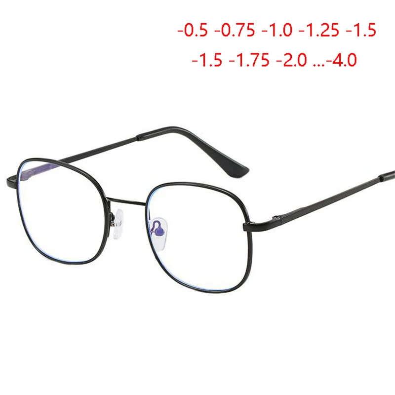 1,56 асферические линзы квадратные индивидуальные Рецептурные очки женские, мужские ретро металлические очки для близоруких 0-0,5-0,75 To-4,0