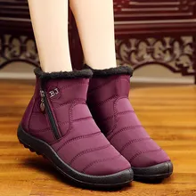 Женские ботинки; коллекция года; теплые плюшевые зимние ботинки; женская обувь; толстая Водонепроницаемая Повседневная обувь; женские ботильоны с боковой молнией; большие размеры; зимние ботинки