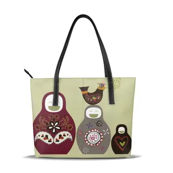 

PU Leather Handbags Cute Russian Dolls Women Bag Casual Female Bags Trunk Tote Shoulder Bag Ladies