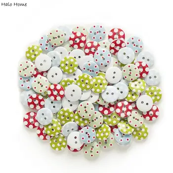 

50pcs Mixed Dot Optional Round Wooden buttons Sewing Scrapbook Clothing Gifts Crafts Card Making DIY Home Decor Tools15mm