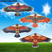 Cometa de águila plana de 1M para niños, de 50 metros cometas de aves voladoras, juguetes para exteriores, regalo para niños, juguete de tela para jardín