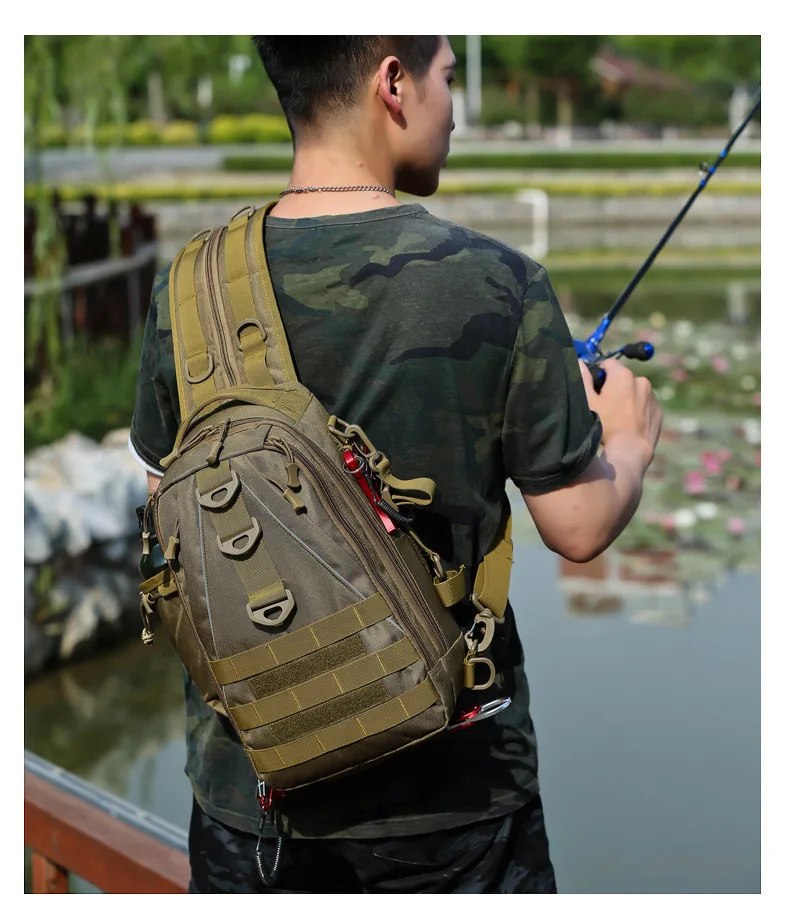 Multifunctional Fishing Tackle Molle Backpack Bag Water-Resistant Fly  Fishing Pack Rod Holders Outdoor Shoulder Pack X384G