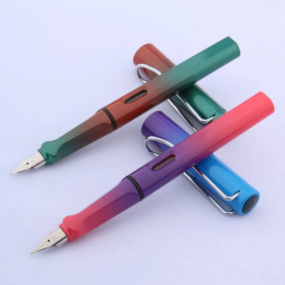 

classic plastic STUDENT Gradient red aurora COLOR Business SILVER GIFT Fountain Pen