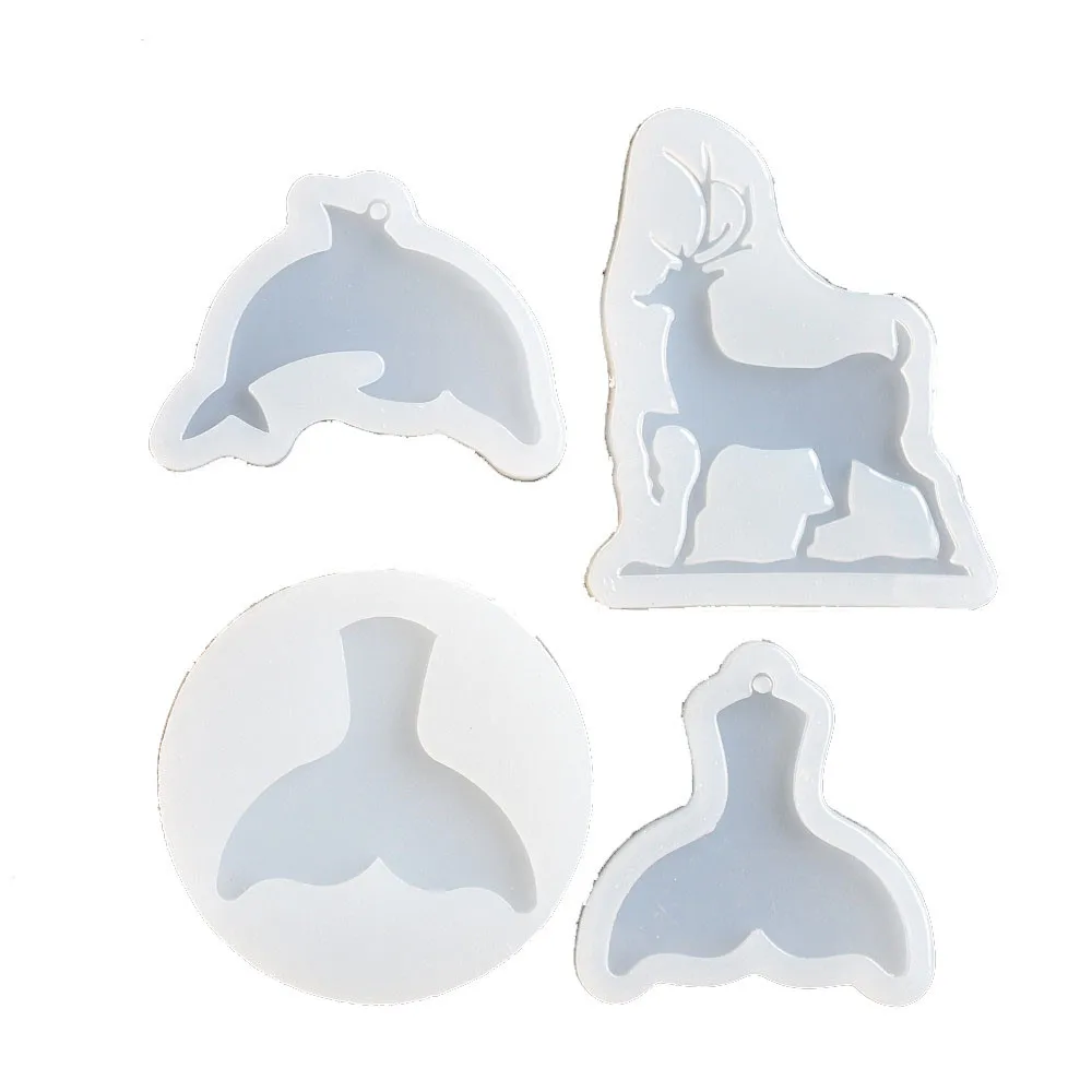 Silicone Mold for jewelry Beauty fishtail dolphin elk pendant Resin Silicone Mould handmade tool epoxy resin molds