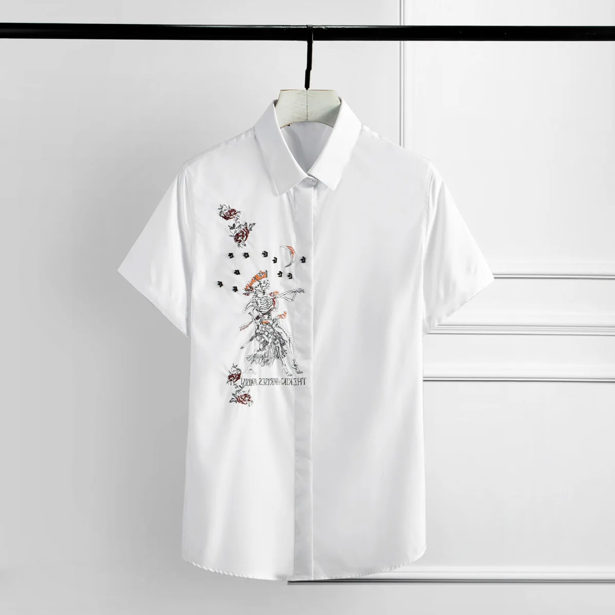 Летние роскошные мужские рубашки с вышивкой и коротким рукавом Camisa Masculina размера