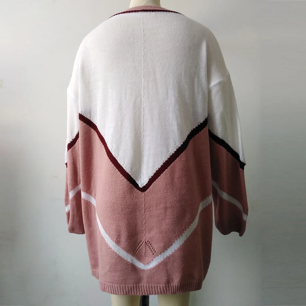 VIEUNSTA 3XL осенне-зимнее вязаное платье-свитер женское повседневное мини-платье с v-образным вырезом в стиле пэчворк винтажное вечернее платье с длинным рукавом для девушек