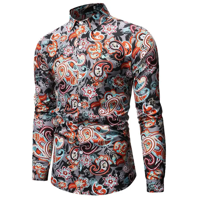 

Mens Paisley Shirt Brand Design Stylish Slim Fit Dress Shirts Men Long Sleeve Chemise Homme Party Casual Social Camisas Hombre