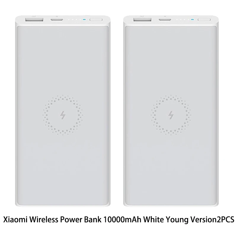 White 2PCS Xiao mi Беспроводной внешний аккумулятор 10000 мАч Qi Быстрое беспроводное зарядное устройство usb type C mi power Bank PLM11ZM портативное зарядное устройство - Цвет: White 2PCS