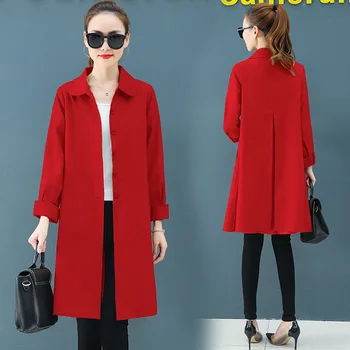 

2020 spring and autumn women's windbreaker jacket new fashion women loose slim long windbreaker office ladies windbreaker