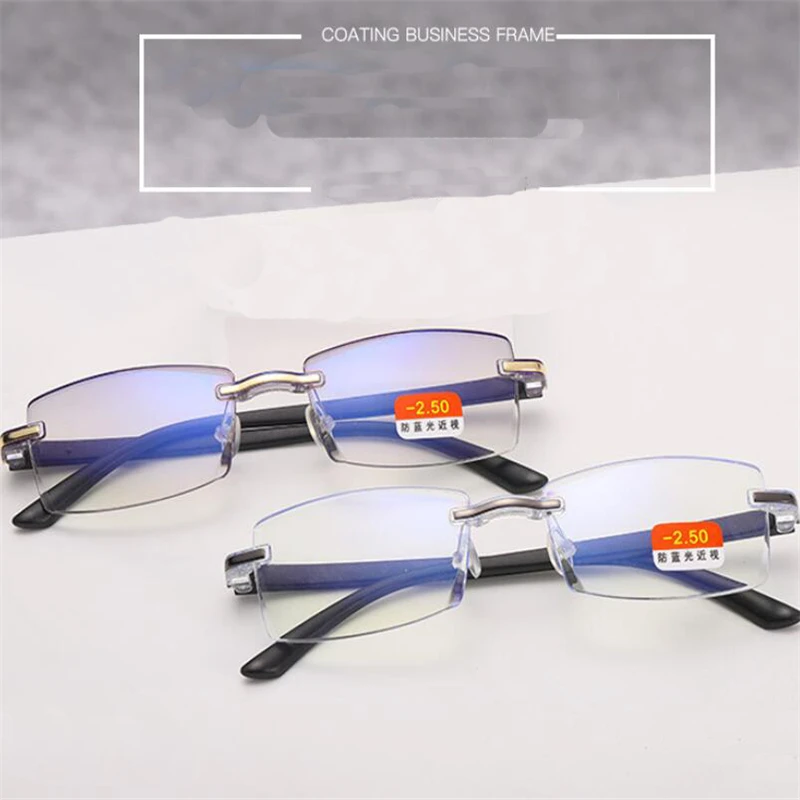 Роскошные Алмазные очки для близоруких мужчин без оправы с коротким зрением-1-1,5-2-2,5-3-3,5-4,0